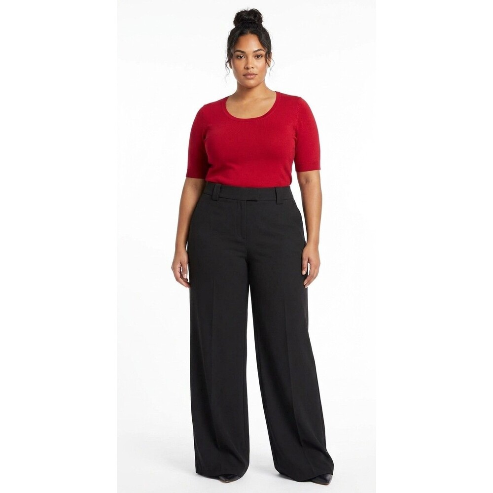 Scoop Women's Dress Pants Black Trousers Wide-Leg Pockets 16 NWT